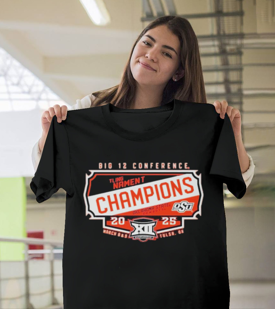 Oklahoma State Cowboys 2025 Big 12 Wrestling Champions Tulsa March 8 9 T-Shirt
