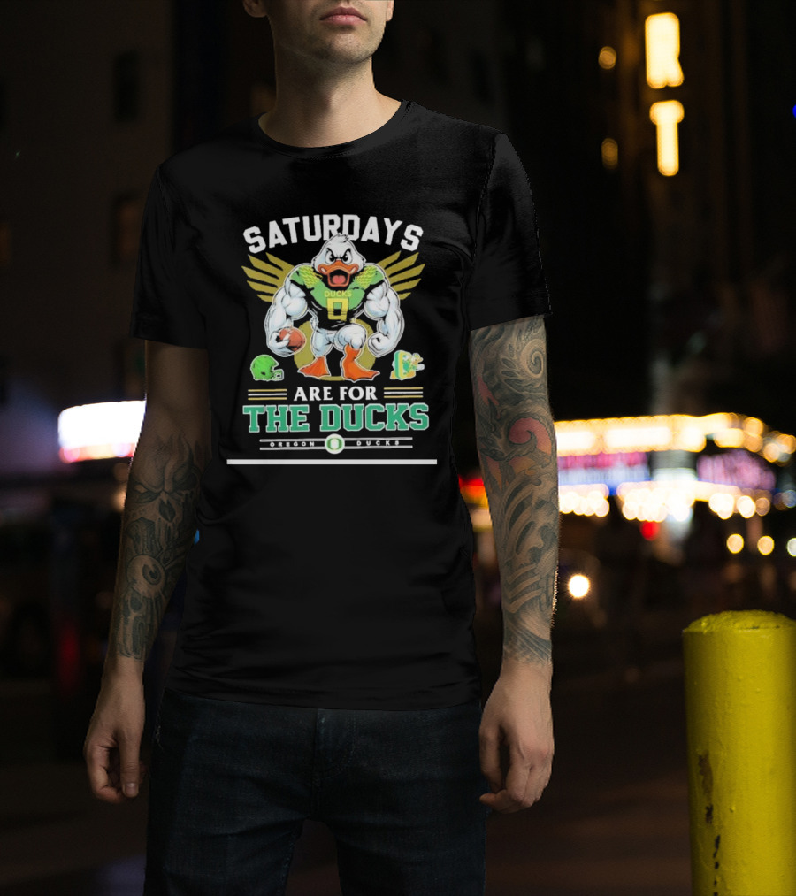 SATURDAYS ARE FOR THE DUCKS Mascot Football Helmets Play T-Shirt