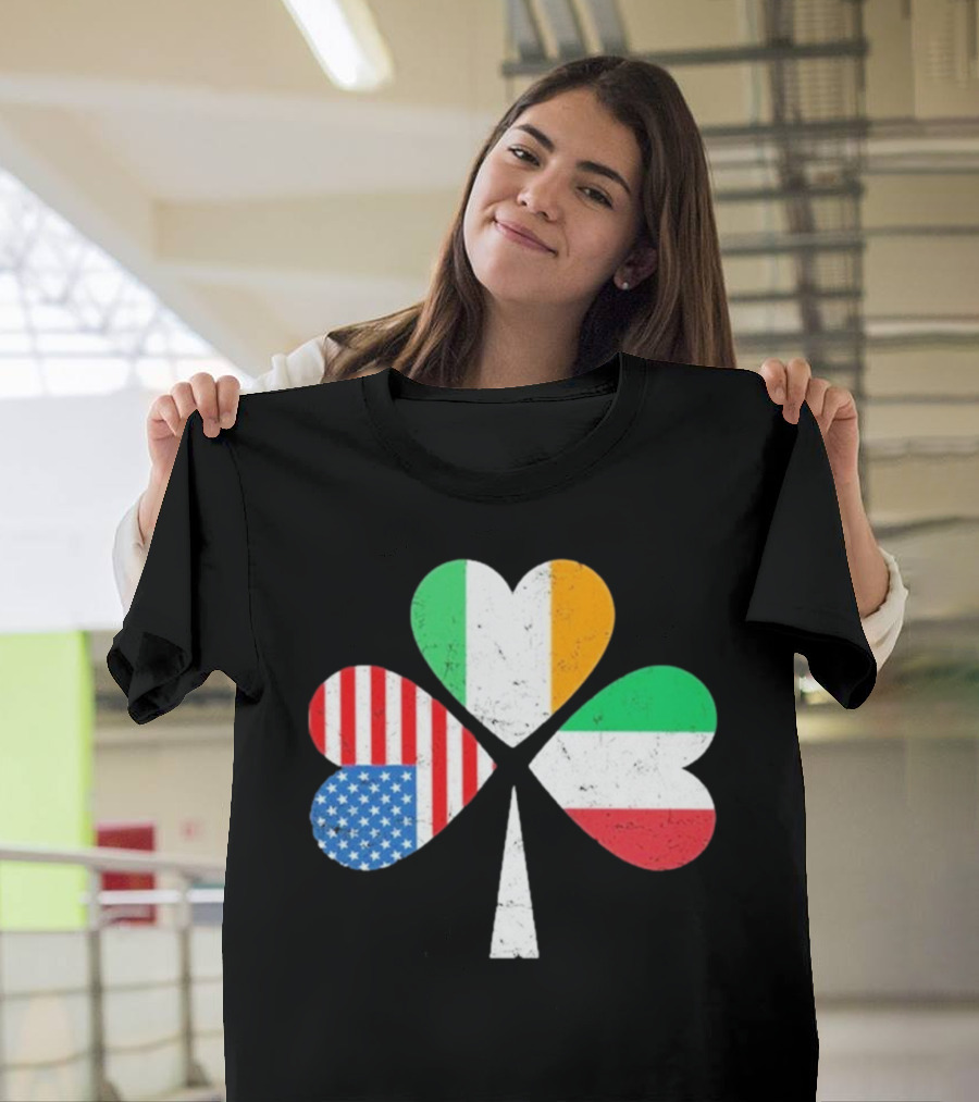 PatrickS Day Clover Ireland USA Italy Flag Trio T-Shirt