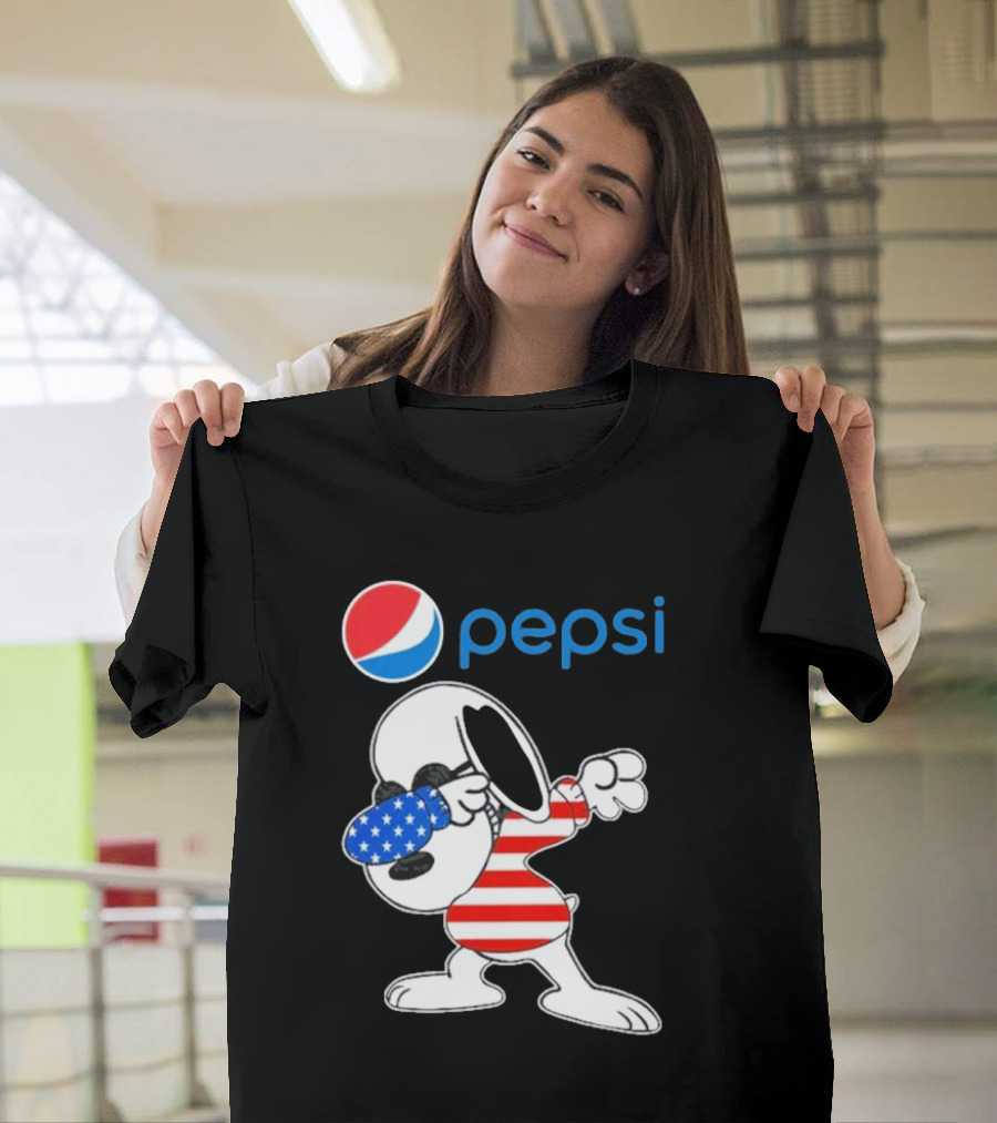 Pepsi Snoopy Dabbing American Flag USA T-Shirt