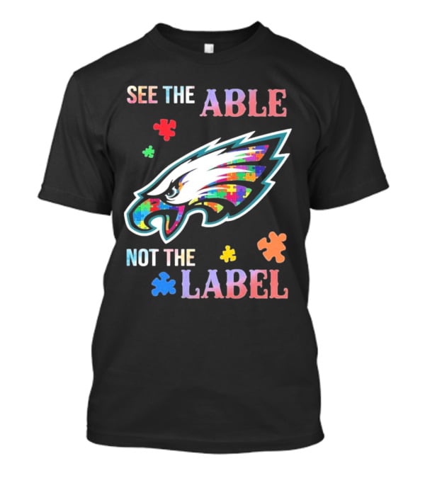 Philadelphia Eagles Autism See The Able Not The Label Puzzle Logo T-Shirt
