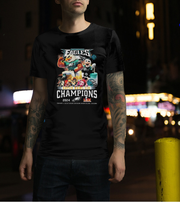 Philadelphia Eagles Super Bowl LIX Champions 2024 February 9 2025 Caesars Superdome New Orleans Louisiana T-Shirt