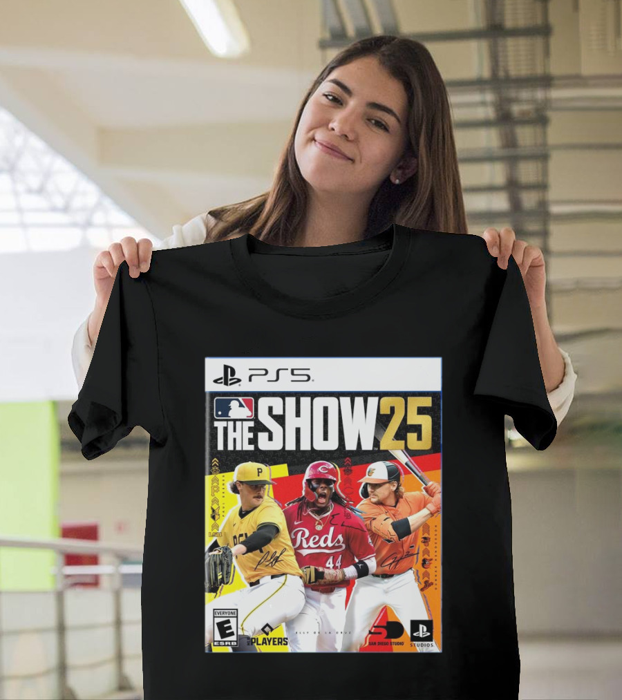PS5 MLB The Show 25 Paul Skenes Elly De La Cruz Gunnar Henderson Cover Art T-Shirt
