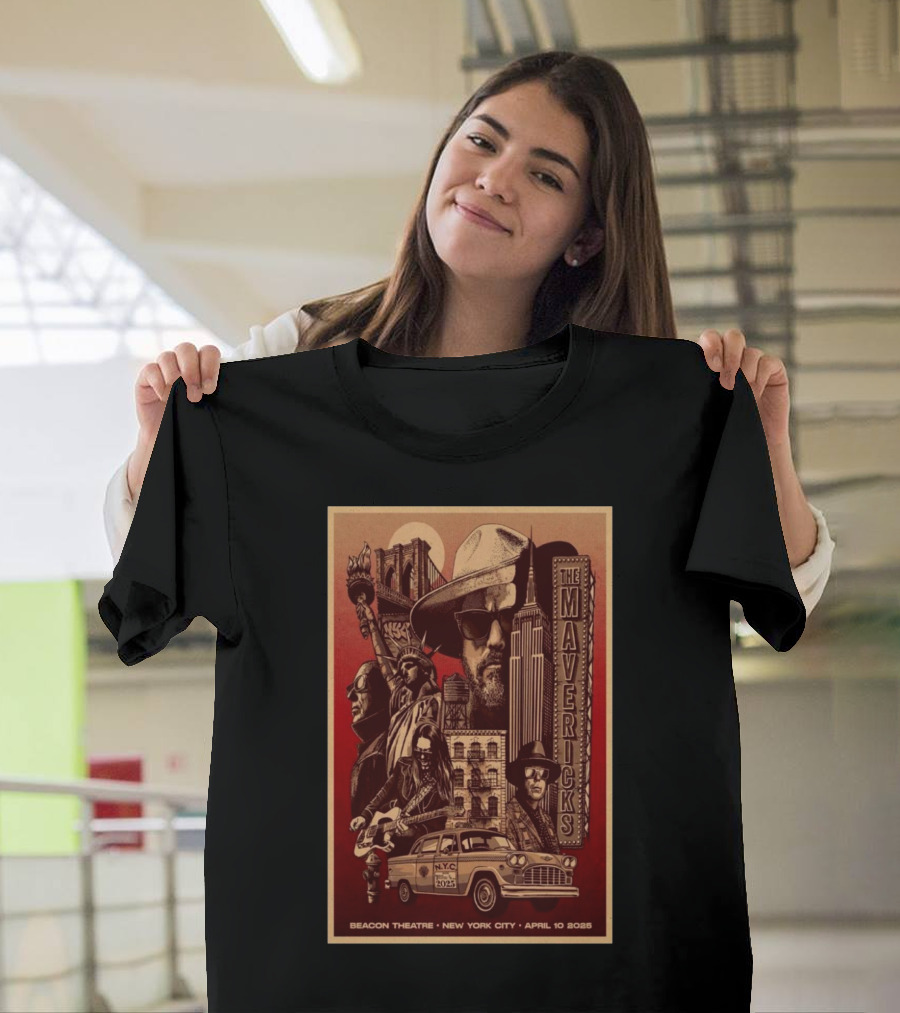 The Mavericks New York City Tour April 10 2025 Beacon Theatre T-Shirt