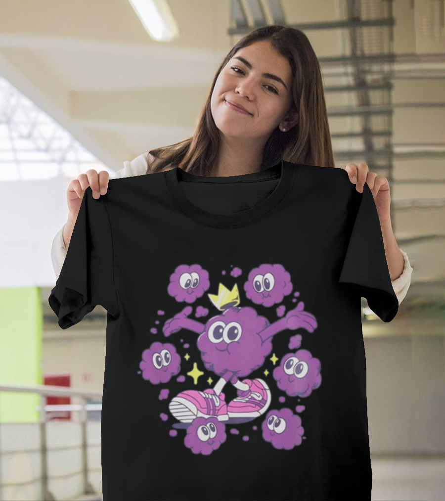 Ranboo Particle Palooza Purple Crowned Character with Sneakers and Sparkles T-Shirt
