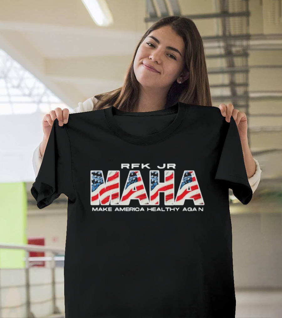 RFK Jr. MAHA Make America Healthy Again American Flag Letters T-Shirt