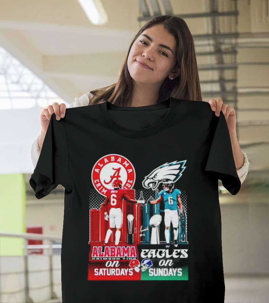 Alabama Crimson Tide Saturdays And Philadelphia Eagles Sundays Smith T-Shirt