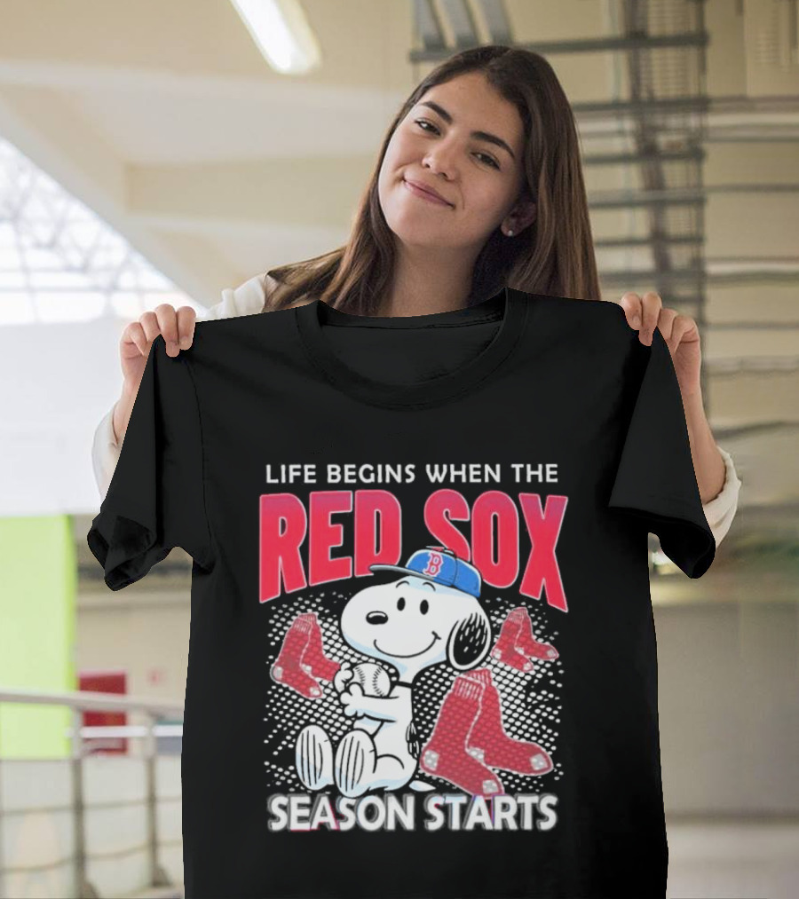 Snoopy Life Begins When the Red Sox Season Starts T-Shirt