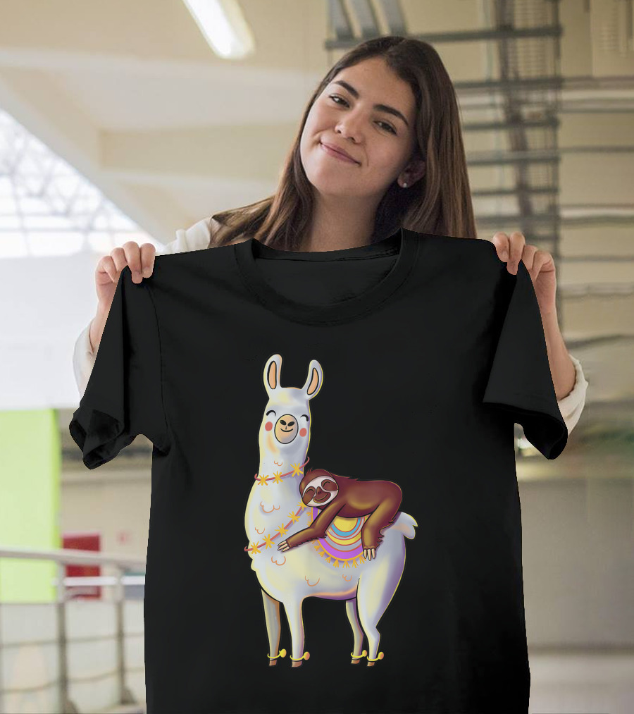 Lazy Sloth on Llama Funny Hiking Birthday Adventure T-Shirt