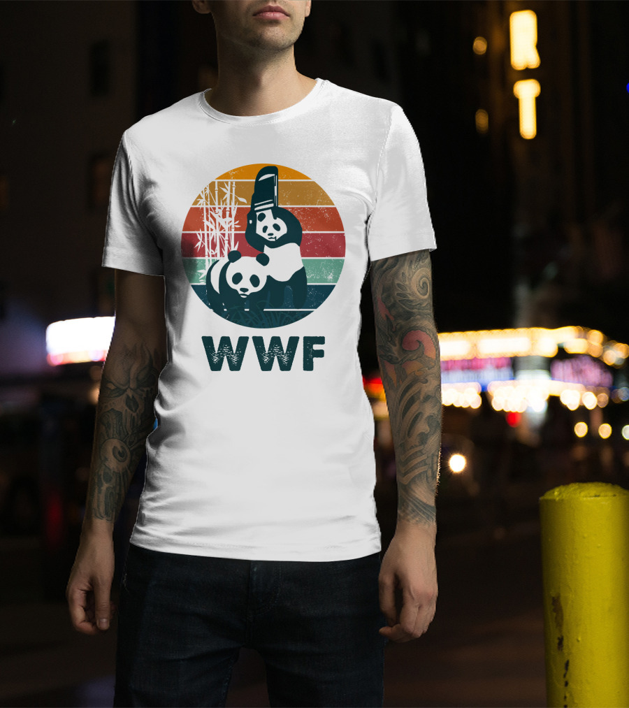 WWF Panda Retro Bamboo Scene T-Shirt