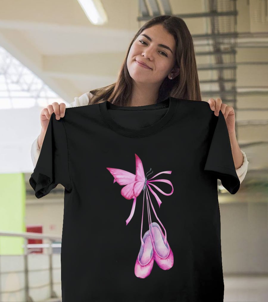 Ballet Shoes Pink Butterfly Ballet T-Shirt