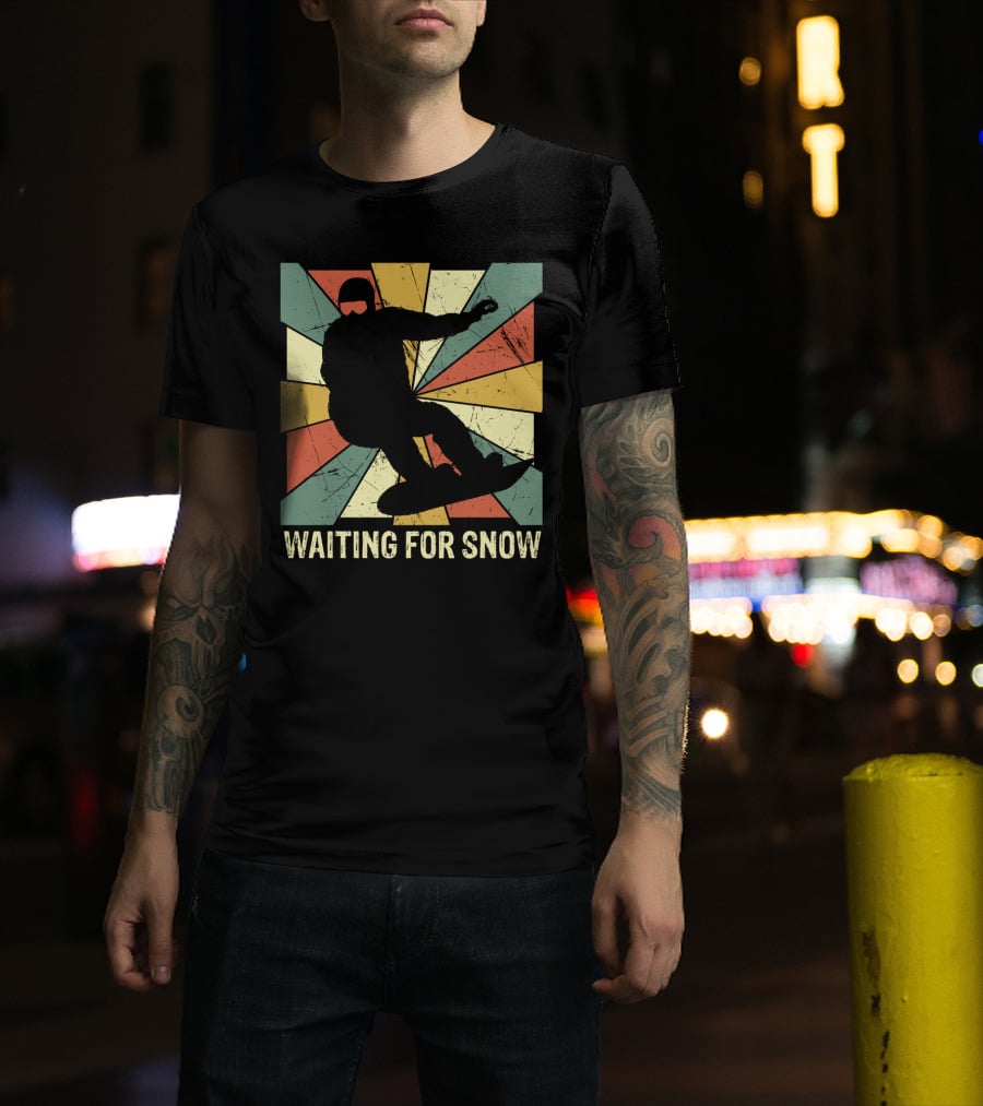 Waiting For Snow Vintage Snowboarding T-Shirt