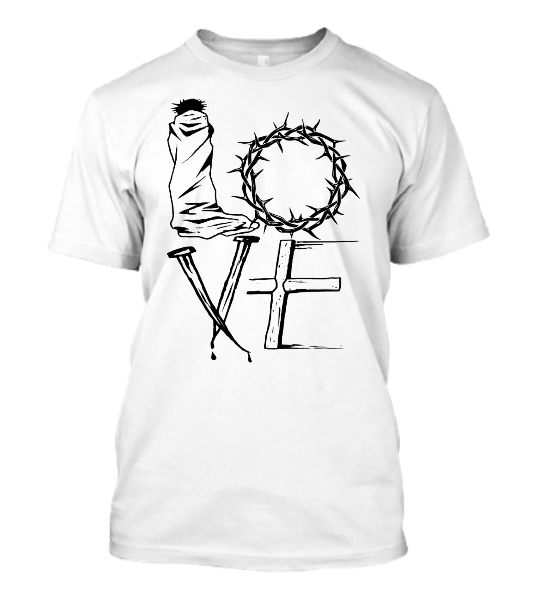 Love Jesus Crown Of Thorns And Cross Symbolism T-Shirt