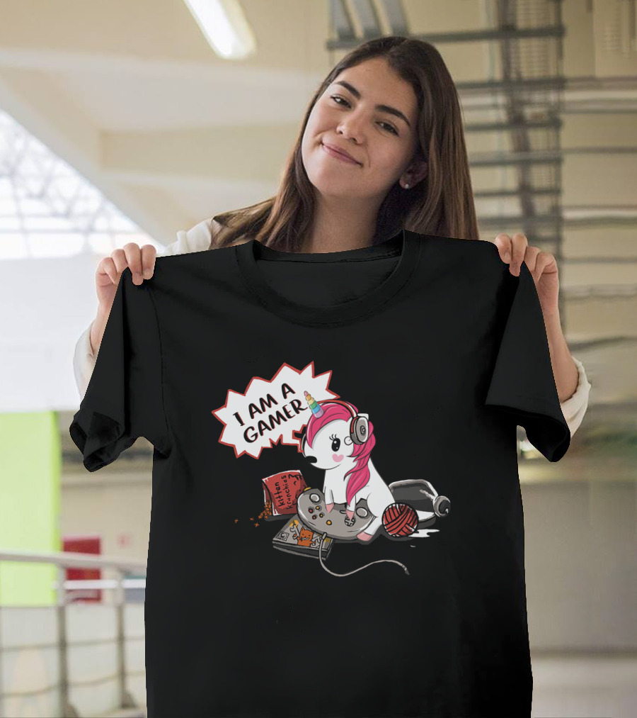 I Am A Gamer Unicorn Headset Controller Fantasy Adventure T-Shirt
