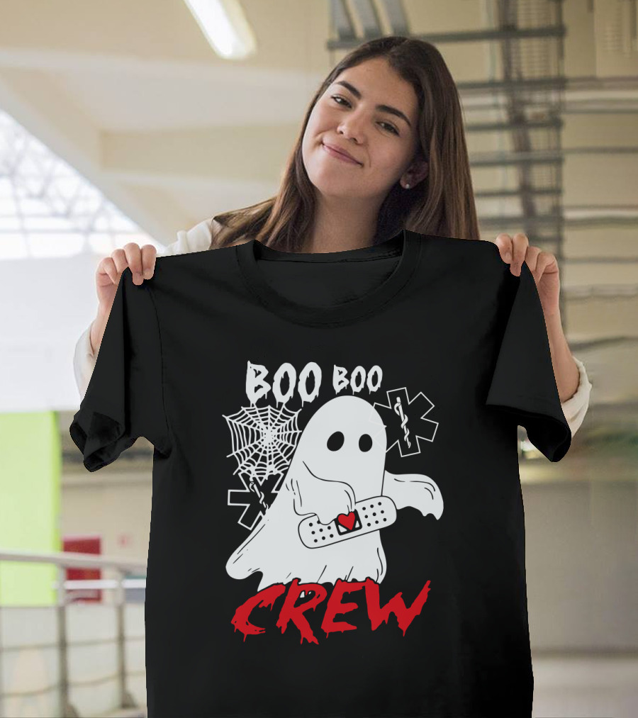 EMT Boo Boo Crew Ghost With Bandage And Cobweb T-Shirt