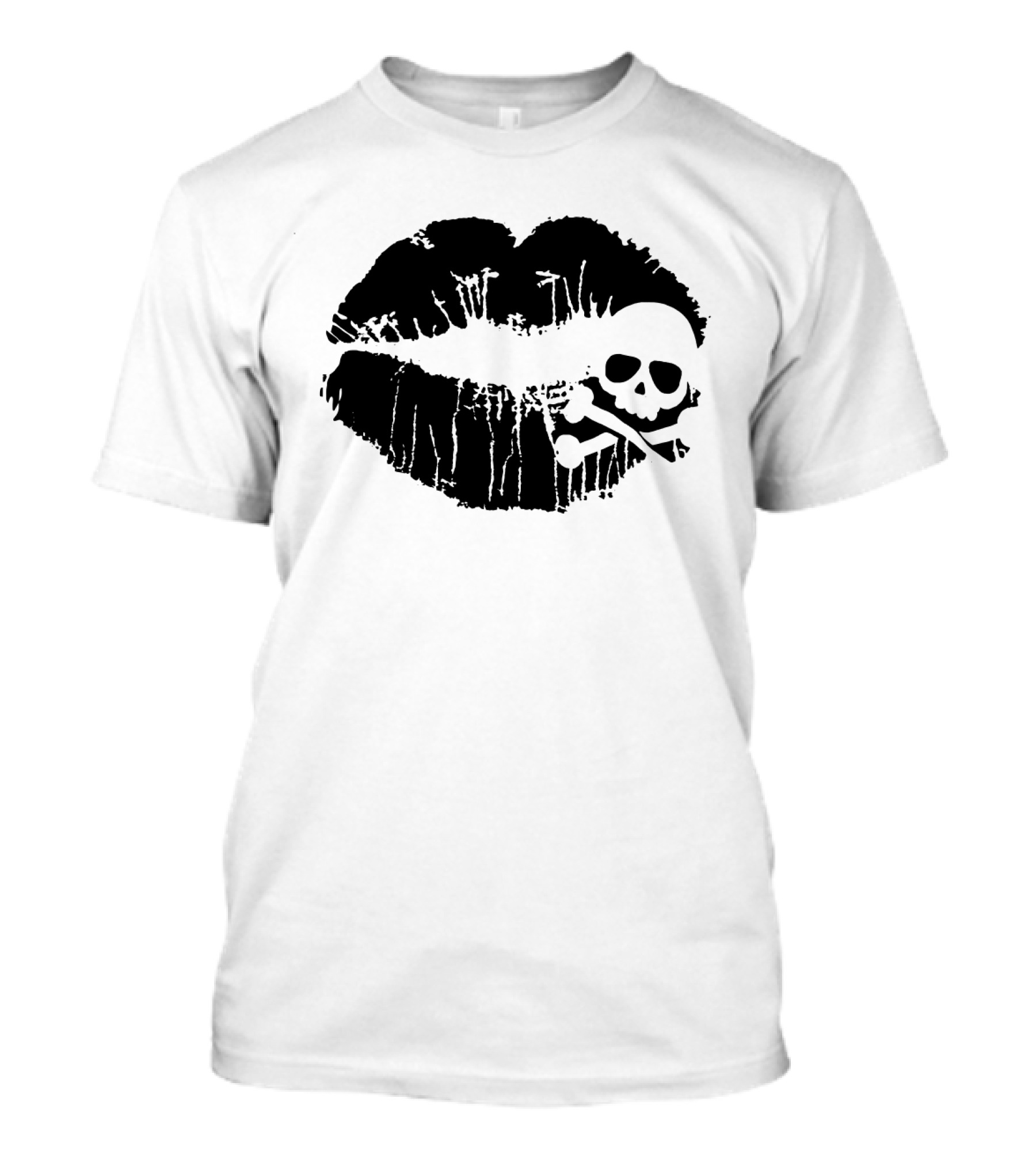Skull Crossbones Lips Grunge T-Shirt