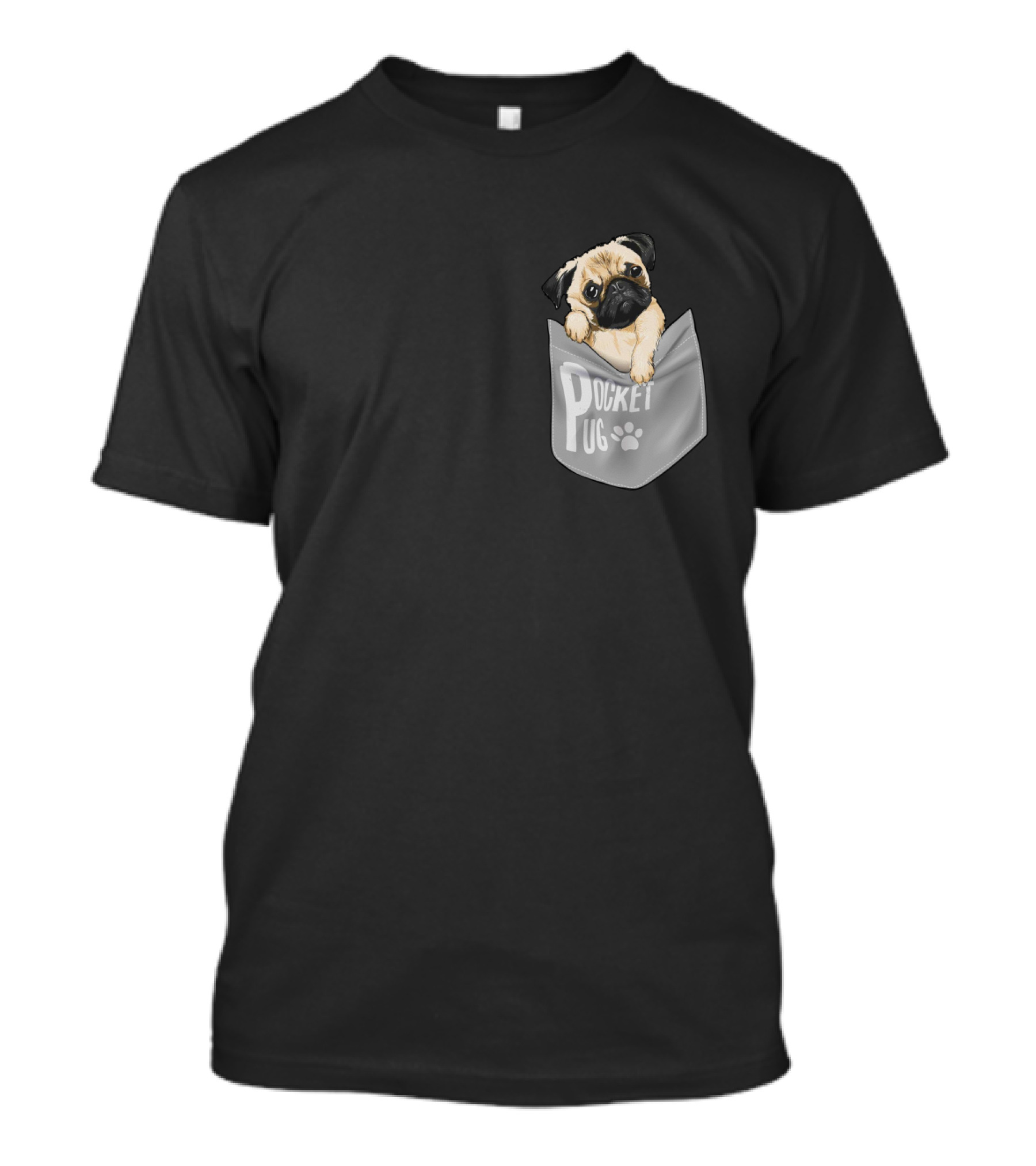 Pocket Pug Puppy Peeking Out Of Pocket T-Shirt