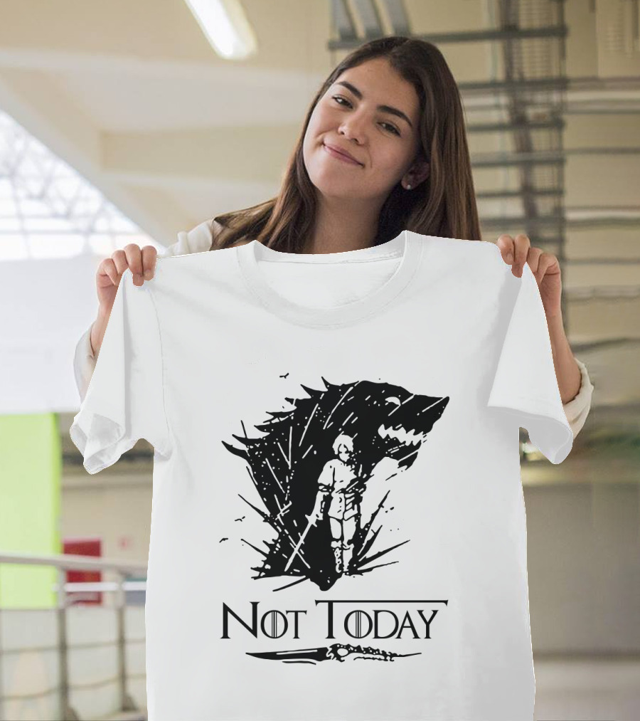 Not Today Sword Character With Direwolf Shadow T-Shirt