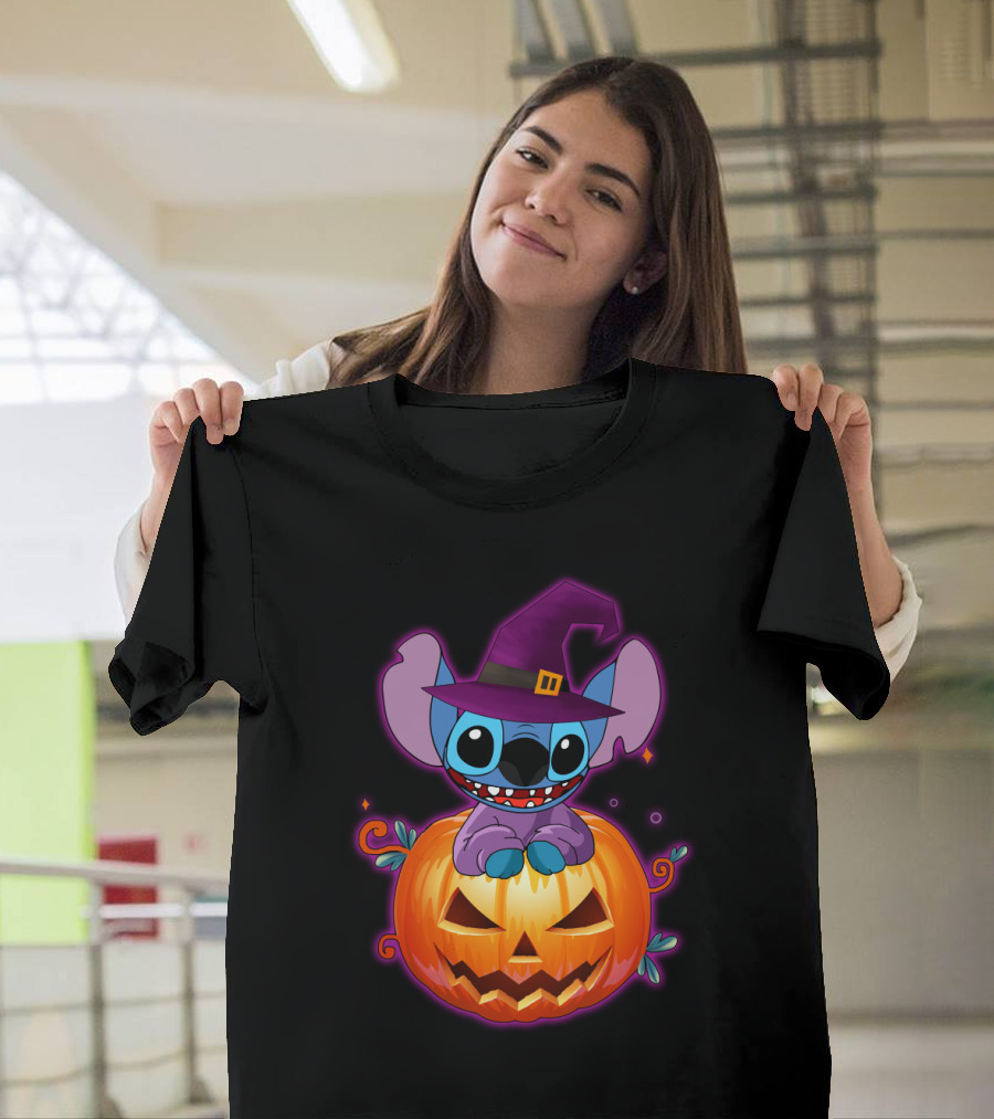 Stitch Witch Pumpkin Halloween Jack-O'-Lantern T-Shirt
