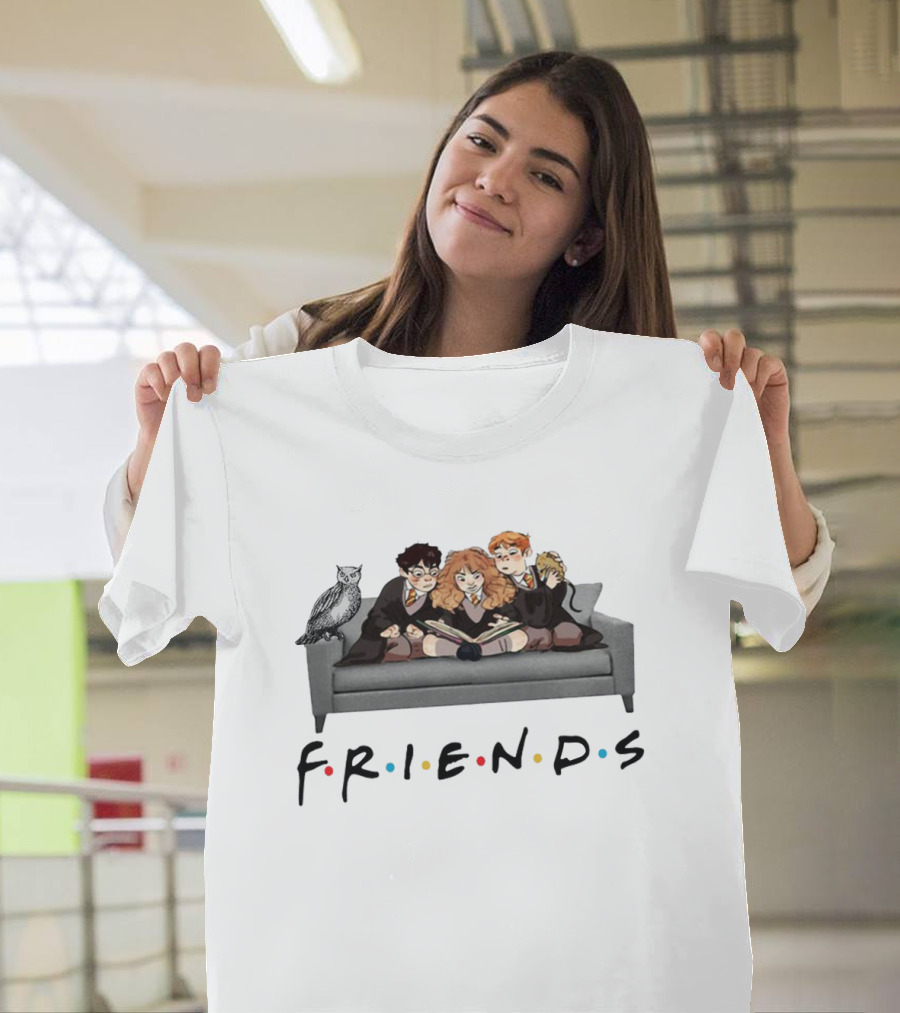 Friends Couch With Wizard Trio And Owl T-Shirt