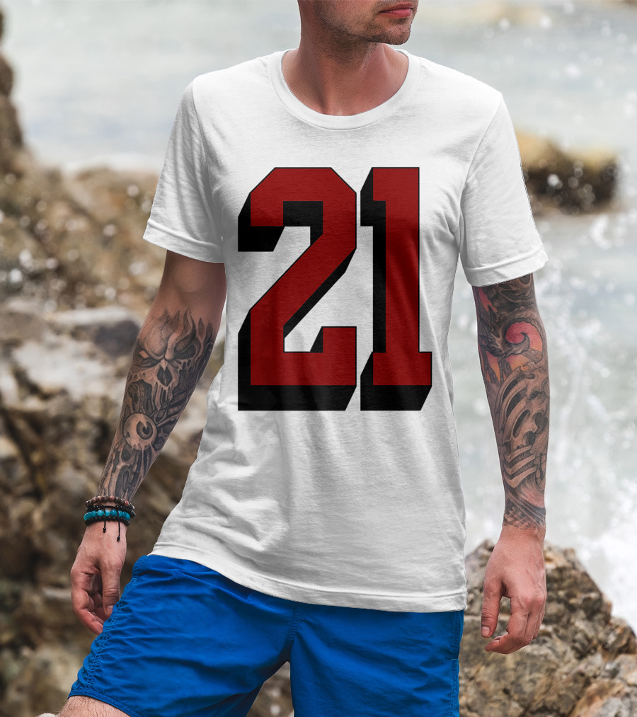 Number 21 Varsity Fan Sports Team White Jersey Premium 21 T-Shirt