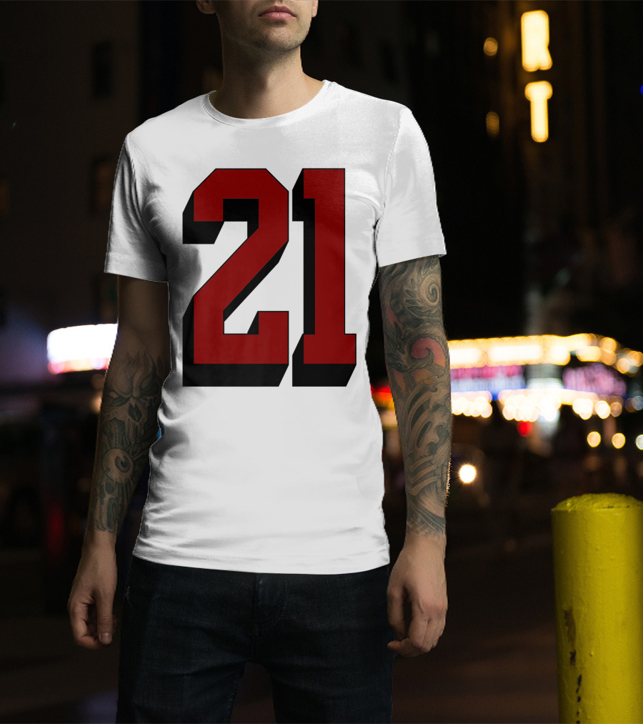 Number 21 Varsity Fan Sports Team White Jersey Premium 21 T-Shirt