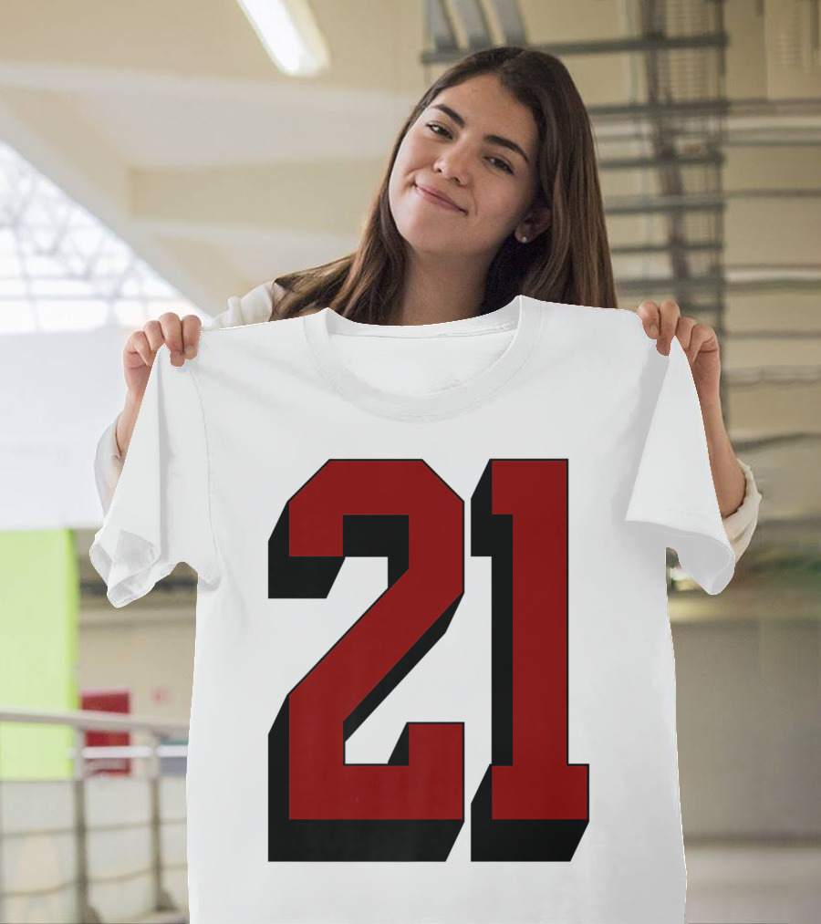 Number 21 Varsity Fan Sports Team White Jersey Premium 21 T-Shirt