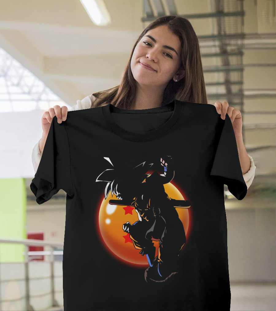 Saiyan Rules Dragon Ball Z Goku Silhouette with Four-Star Dragon Ball T-Shirt