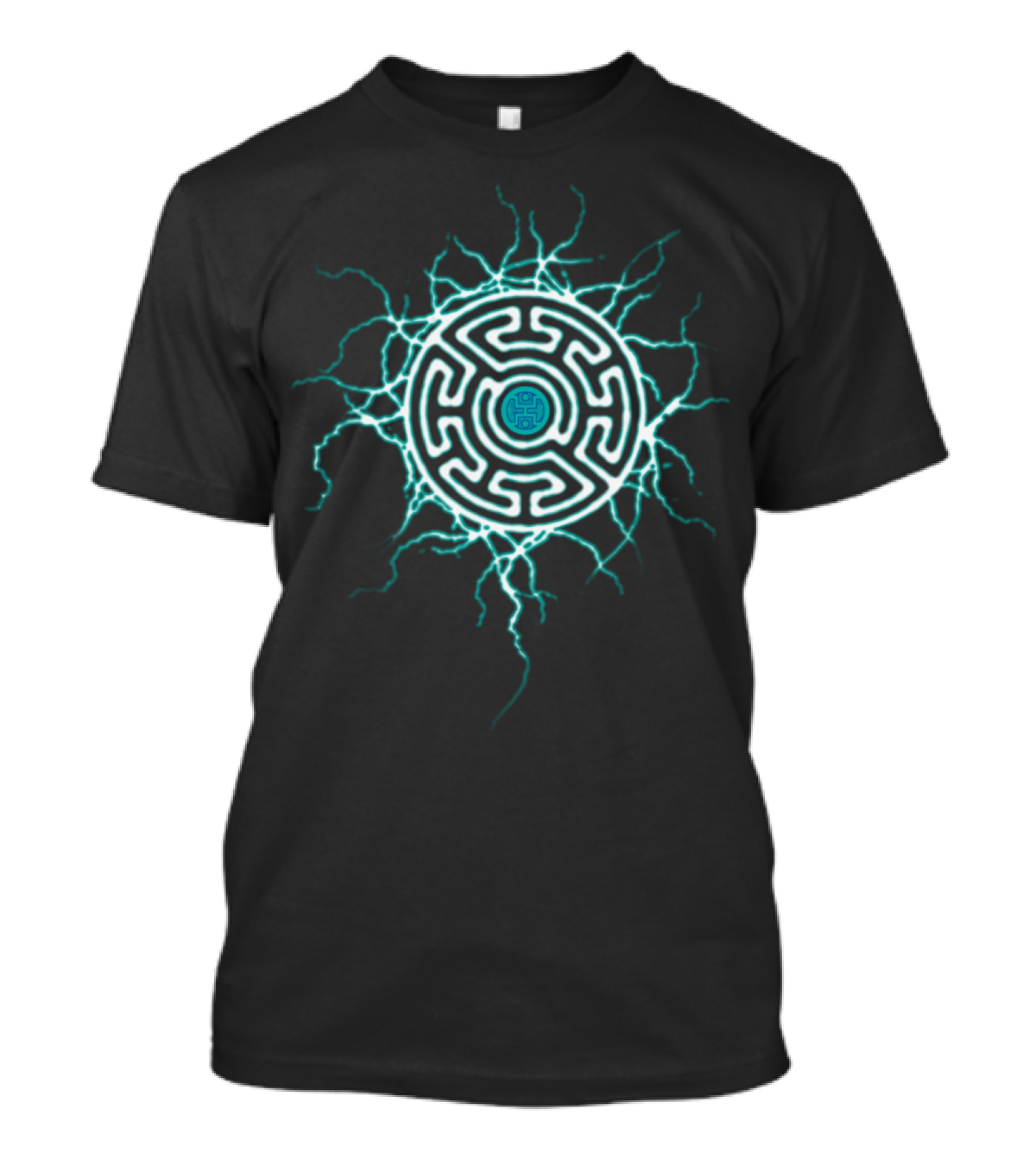 EMERALD LABYRINTH VIKING LIGHTNING MAZE CIRCLE T-Shirt