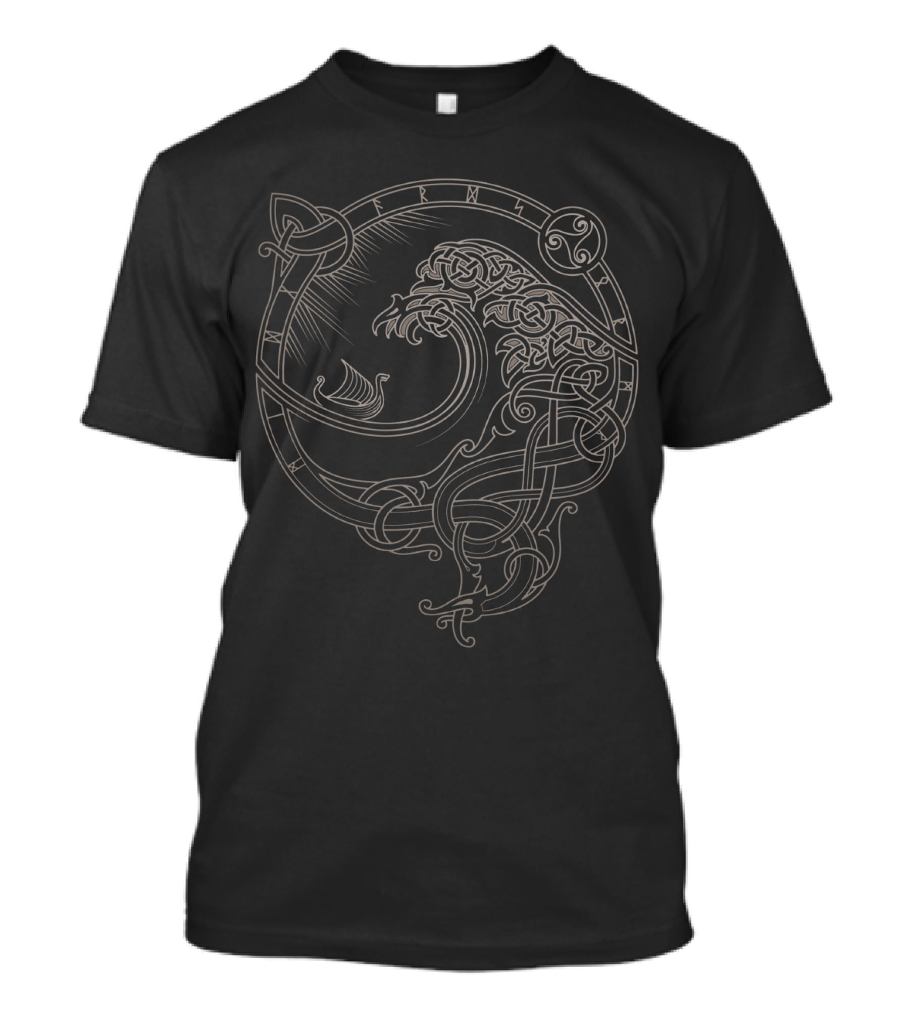 Viking Ship In Norse Mythology Knotwork T-Shirt