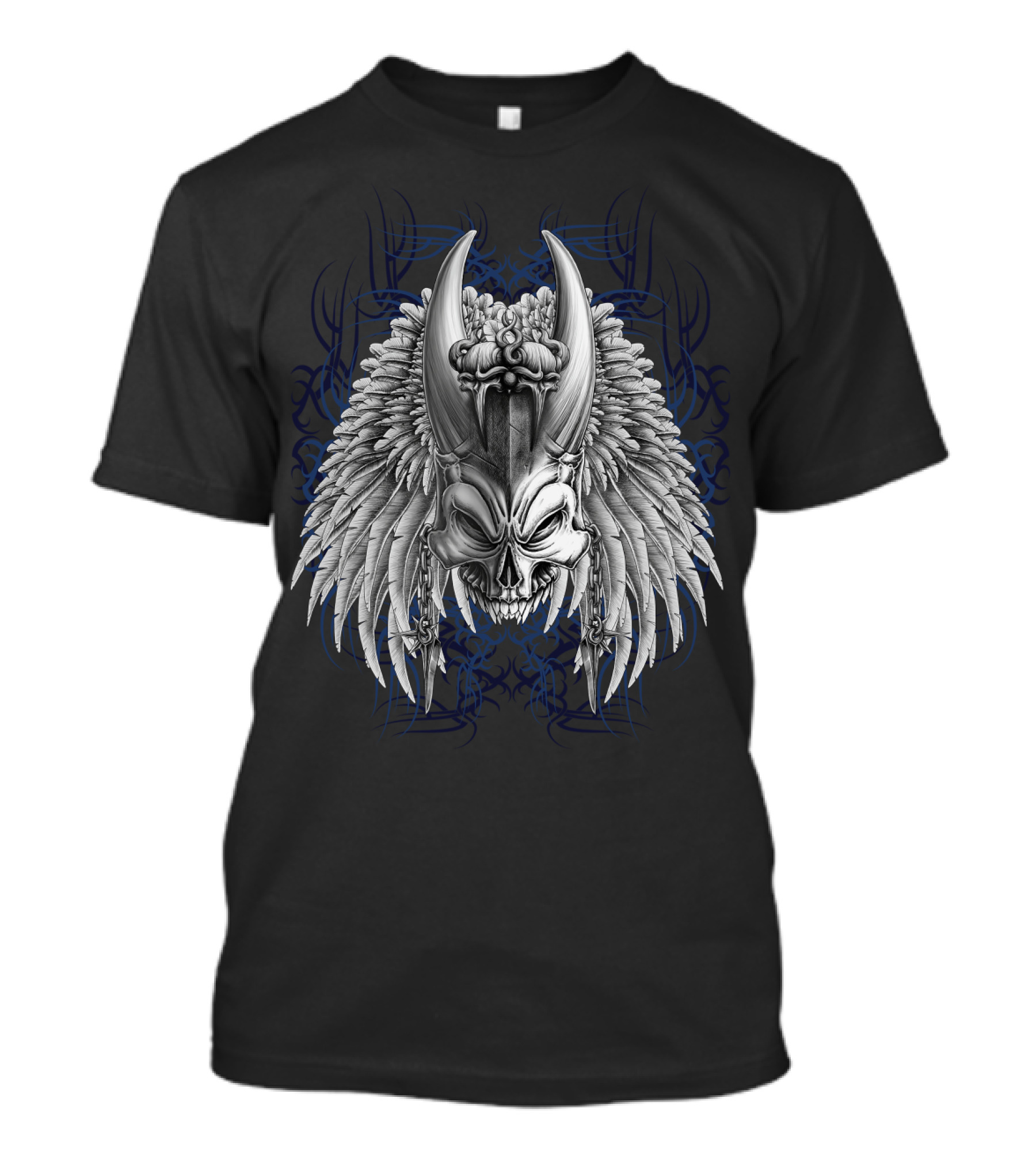 SKULL VIKING WINGED HELMET CELTIC TRIBAL T-Shirt