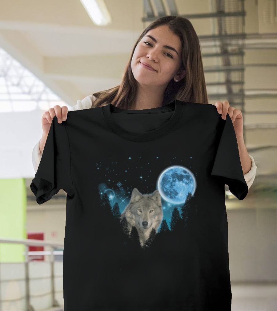 Wolf Starlight Wolves Moon Forest Animal T-Shirt