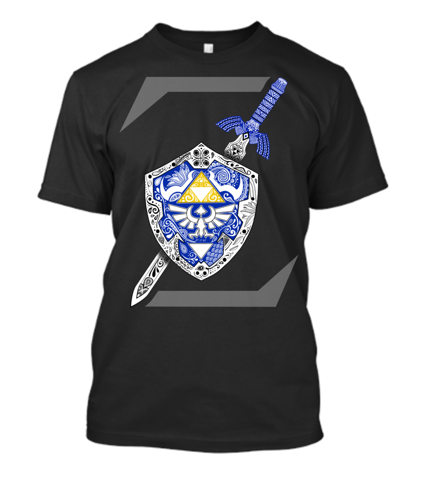 Zelda Link Triforce Hylian Shield And Master Sword With Z T-Shirt