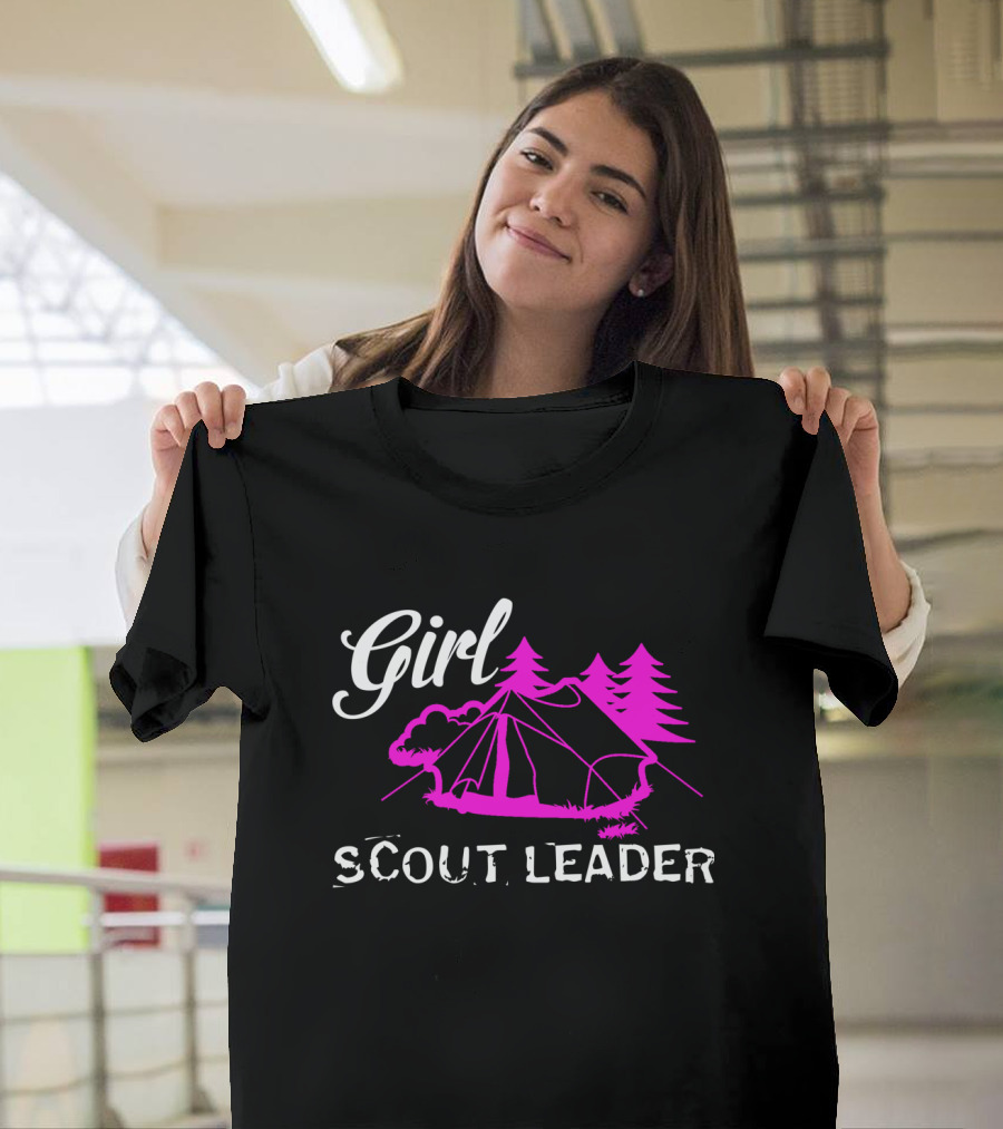 Girl Scout Leader Camping Outdoor Simple Tent Forest Scene T-Shirt