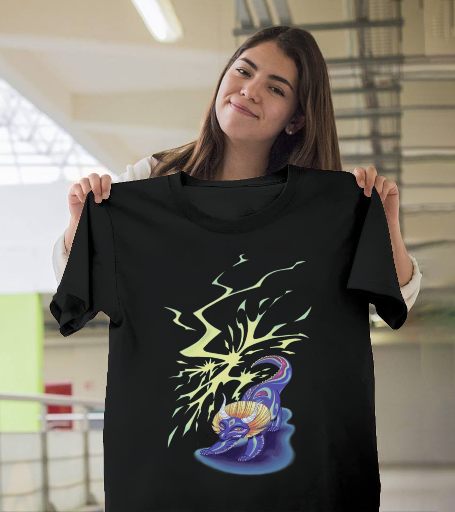 Asian Thunder Dragon Neon Lightning Burst T-Shirt