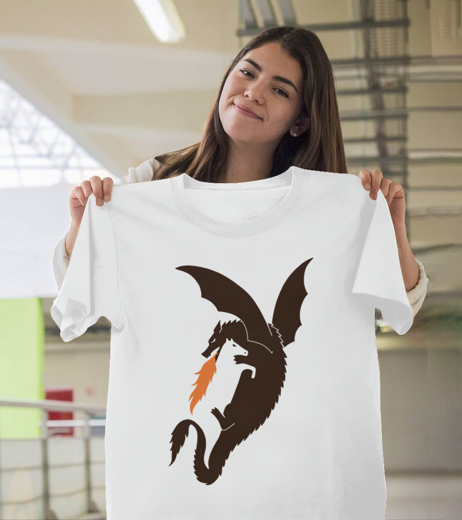 Dragon Embracing Horse with Fiery Mane T-Shirt
