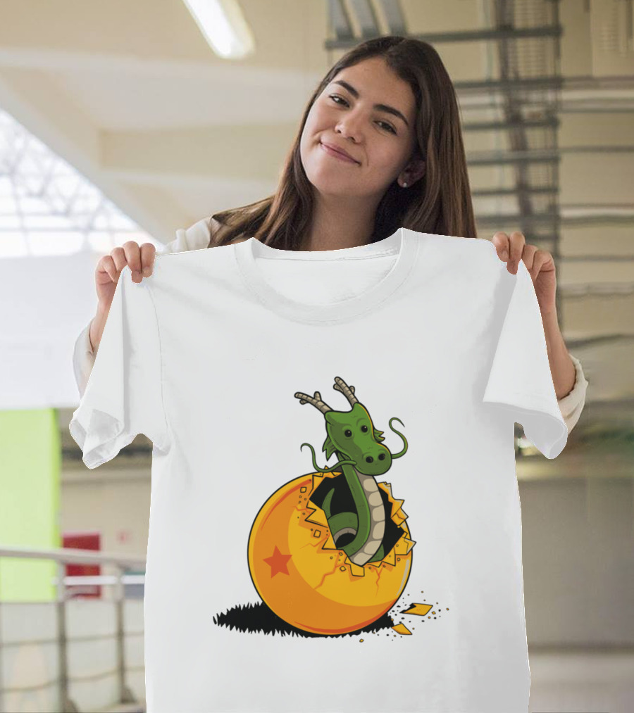 Dragon Ball Hatchling Emerging from Crackling Orange Sphere T-Shirt