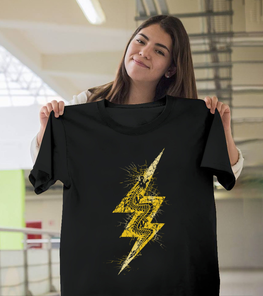 Thunder Dragon Yellow Lightning Bolt with Scales T-Shirt