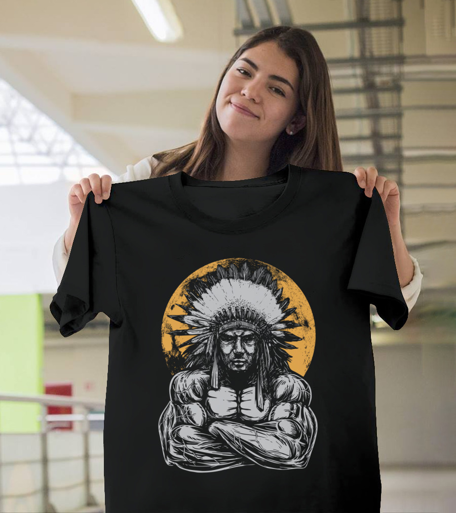 Gym Chief Muscular Warrior in Headdress T-Shirt