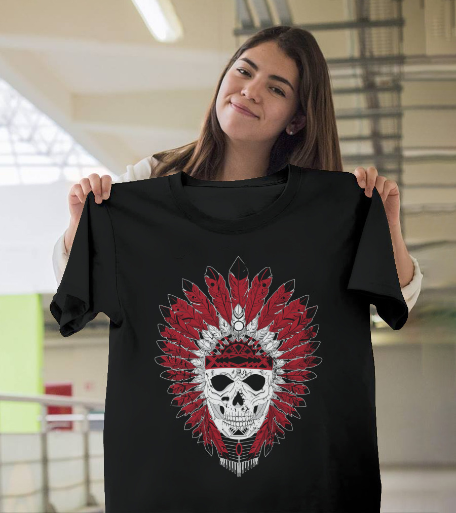 Indian Skull Feather Headdress T-Shirt