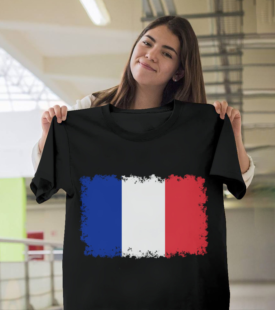 Flag of France with Distressed Edges Blue White Red T-Shirt
