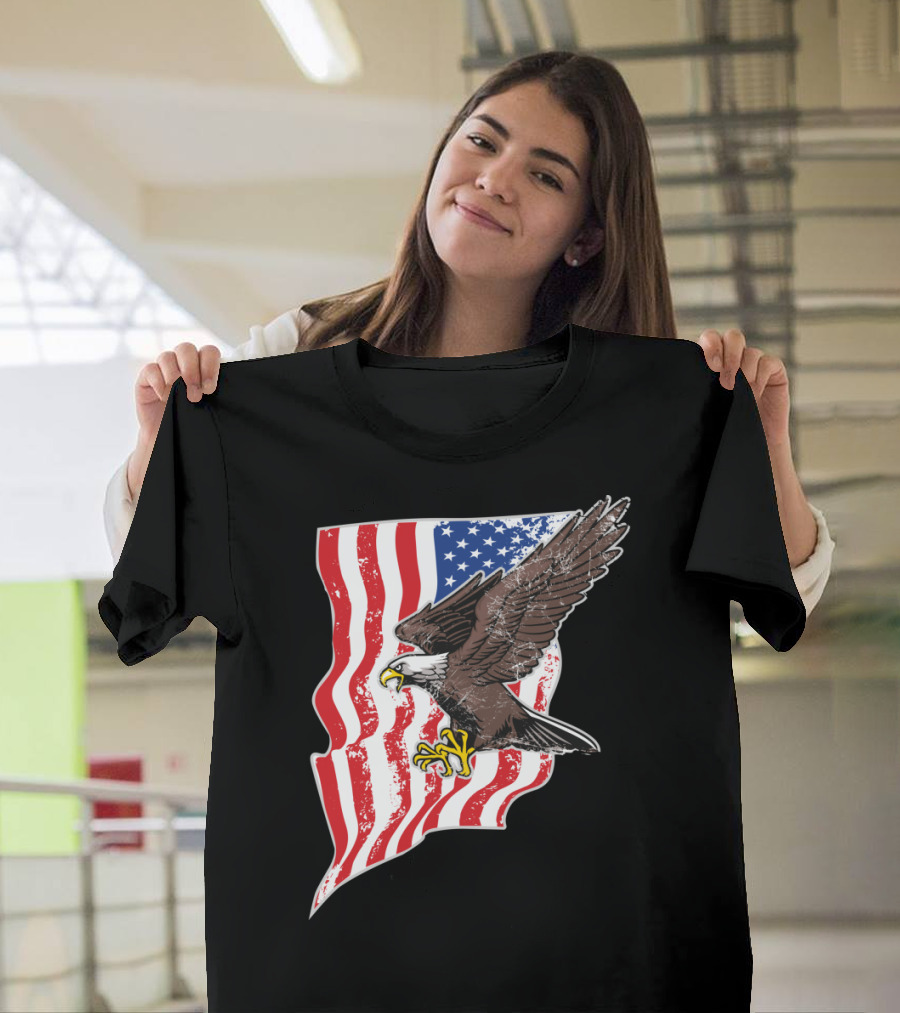 USA Flag and Bald Eagle Patriotic T-Shirt