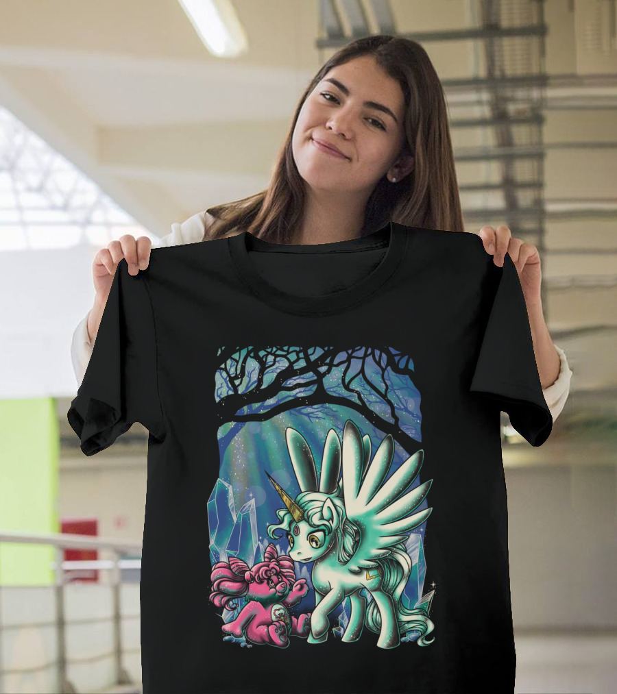 A Meeting of Fate Unicorn Crystal Forest Scene T-Shirt