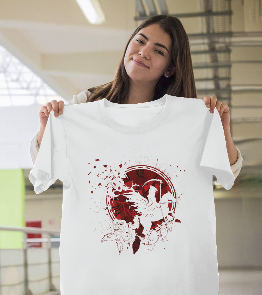 Killing Time Horse Unicorn Clock and Roses T-Shirt