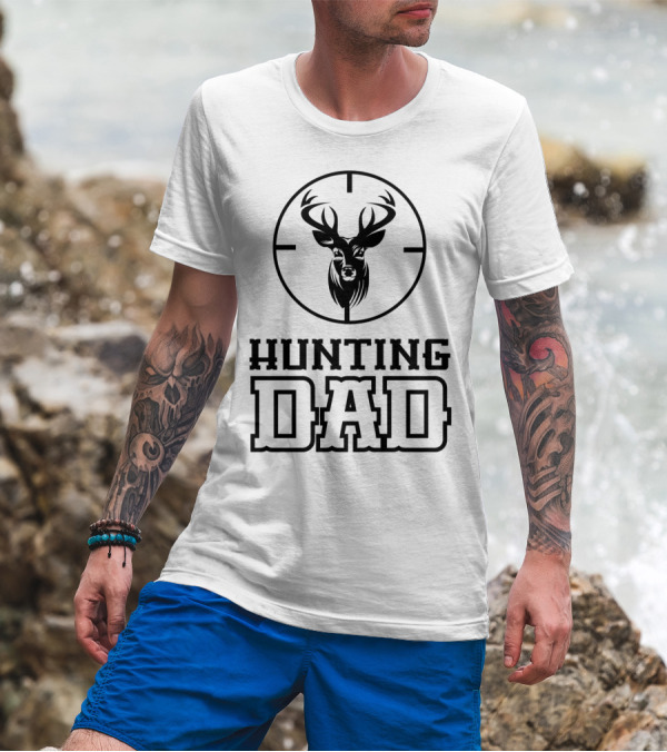 Hunting Dad Hunt With My Son Hunter Deer Target T-Shirt