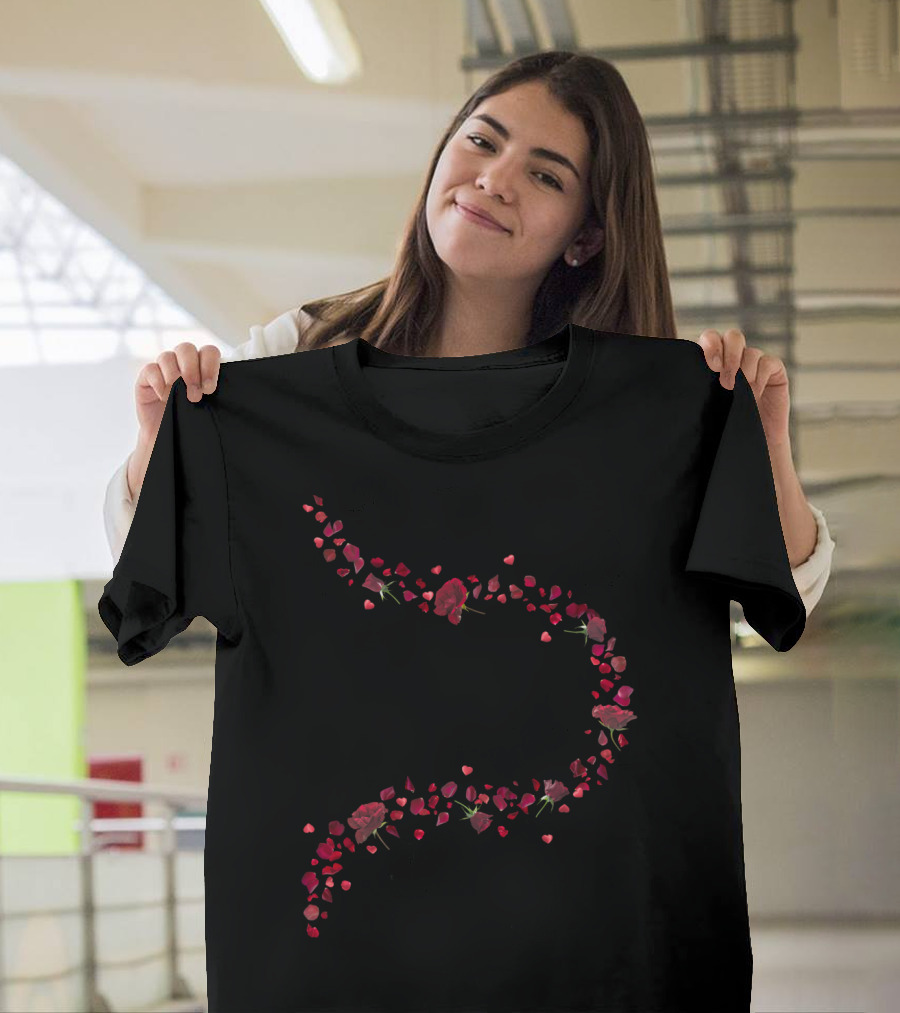 Red Roses and Hearts Petal Cascade T-Shirt