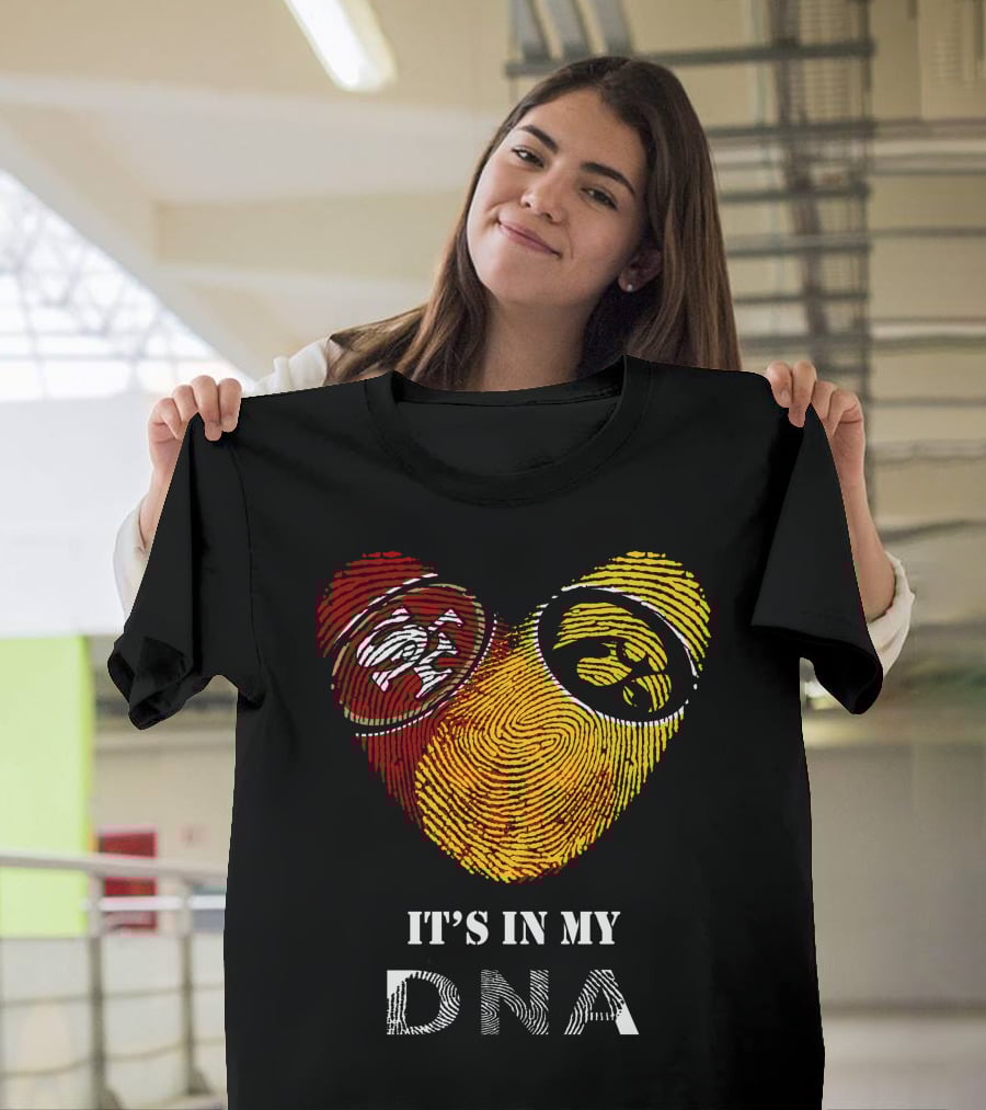 49ers Iowa Hawkeyes Dna Heart Fingerprint T-Shirt