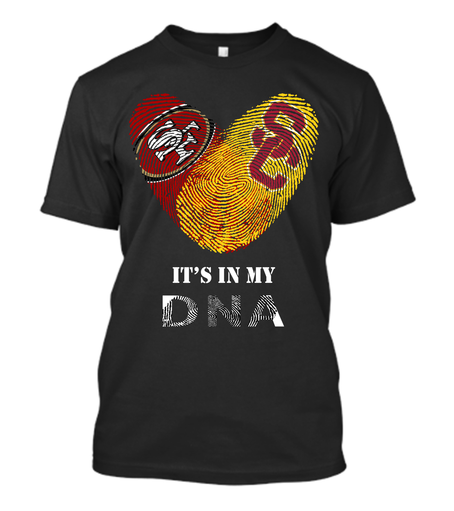 49ers Usc Trojans Heart Dna Fingerprint T-Shirt