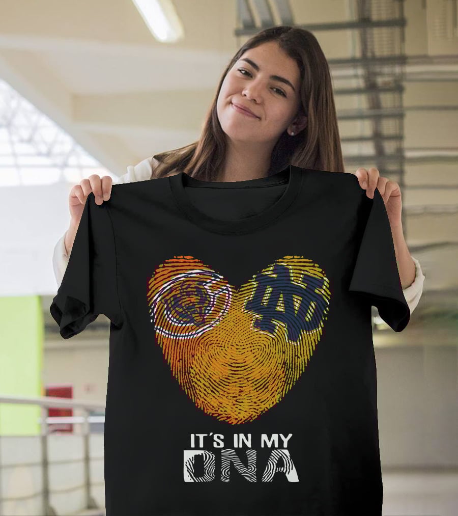 Bears Notre Dame It's In My Dna Heart Fingerprint Logo Icons T-Shirt
