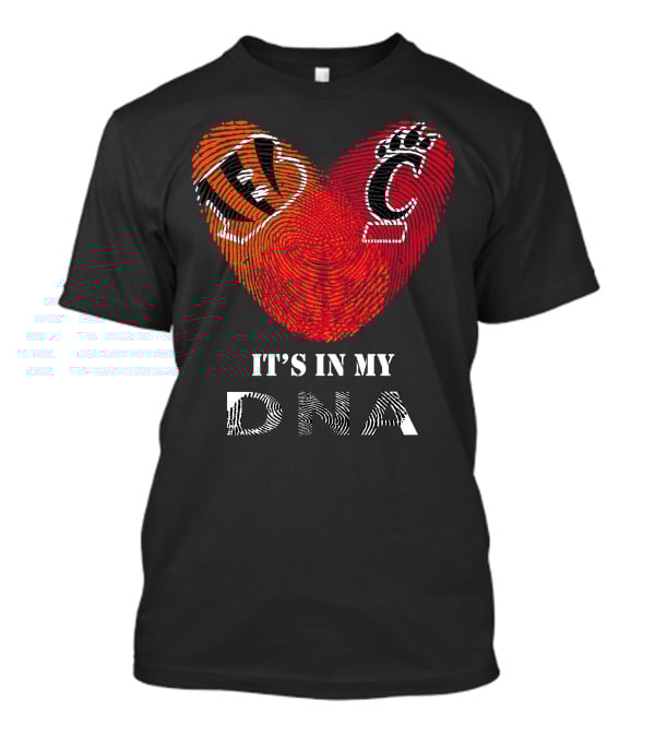 Bengals Cincinnati Bearcats Heart Fingerprint It's In My DNA T-Shirt
